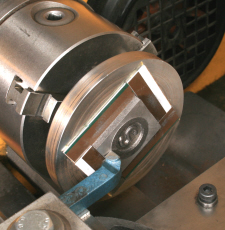Lathe Faceplate, using adhesive to hold workpiece.